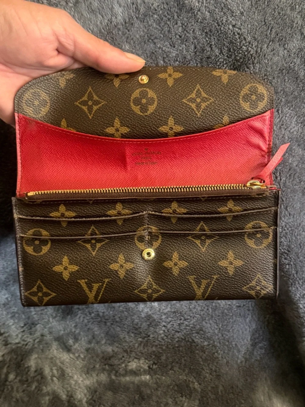 Louis Vuitton Emily Wallet Monogram Canvas Red Interior Long Wallet Authentic - Picture 10 of 15